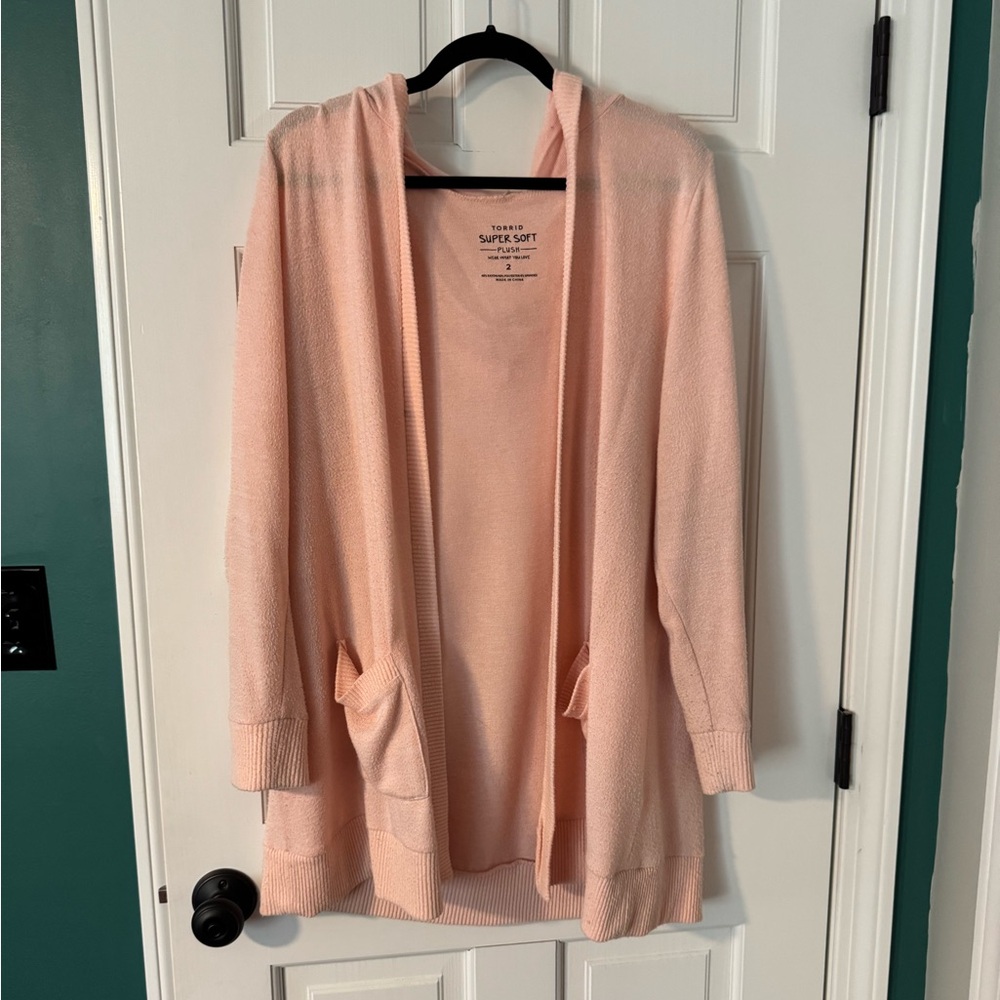 Torrid pink hooded cardigan